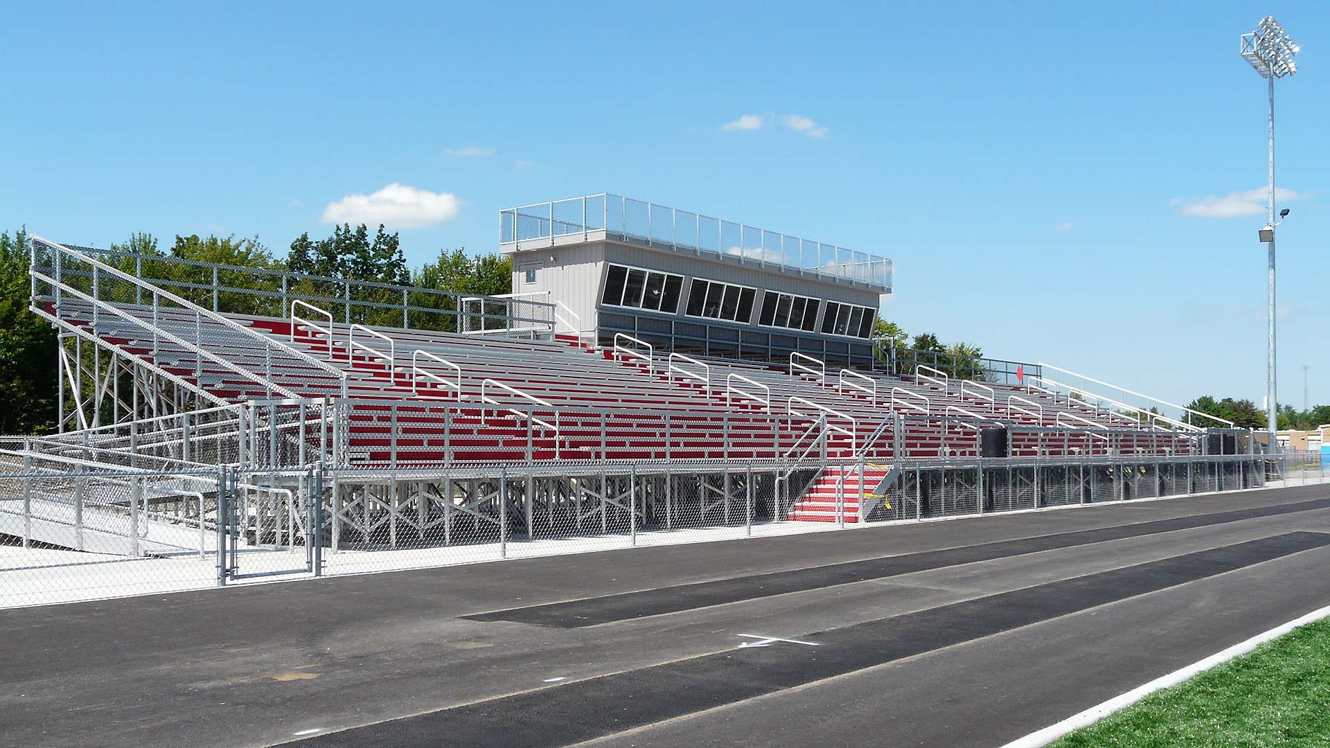 Aluminum bleacher stadium system produced by Dant Clayton.