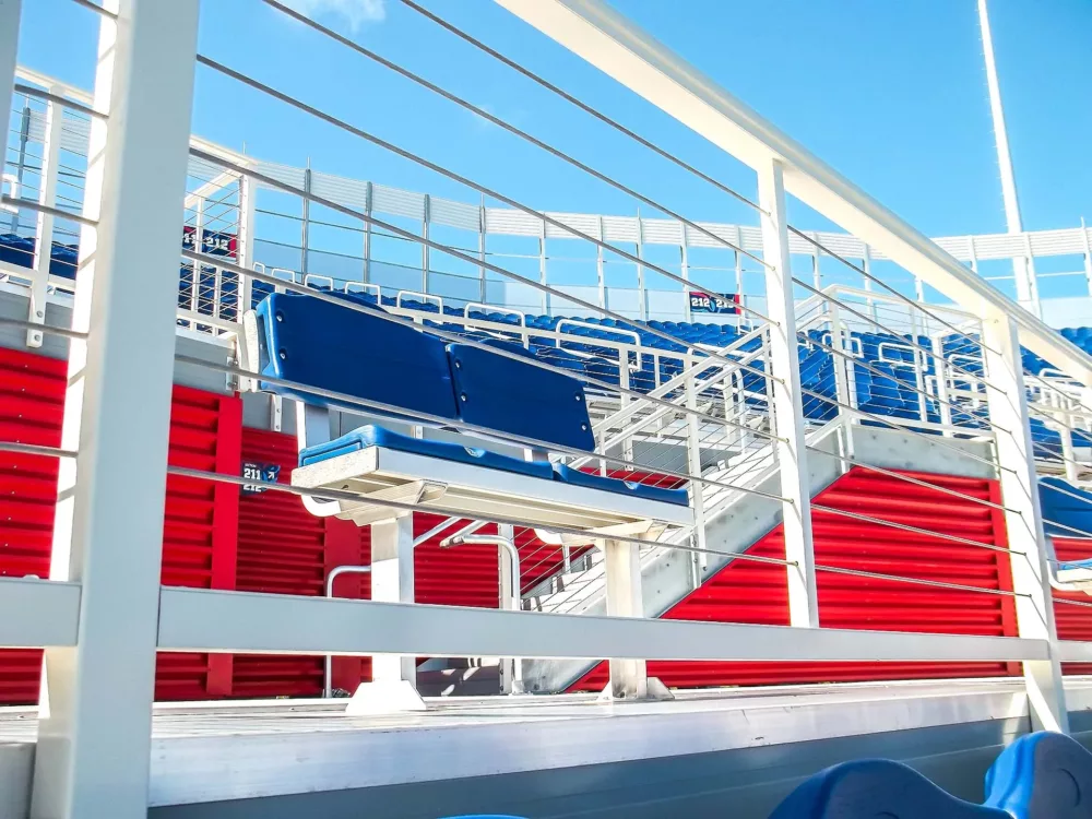 Bleacher seats with backs - companion seats at FAU Stadium.