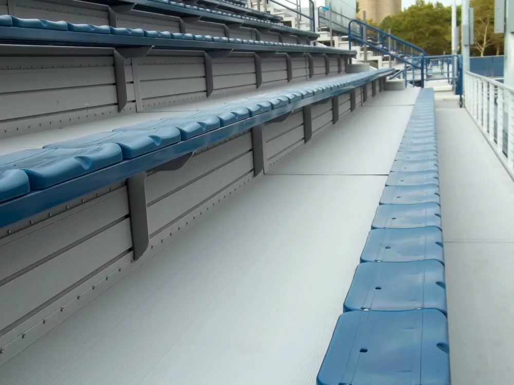 Dant Clayton's decking system allows for additional room for custom bleacher seats.
