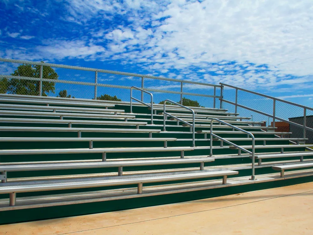 Aluminum decking system and bleacher seats provided by Dant Clayton.