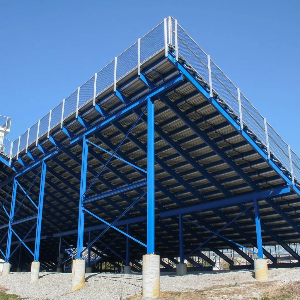 Backside view of I-Beam grandstand designed by Dant Clayton.