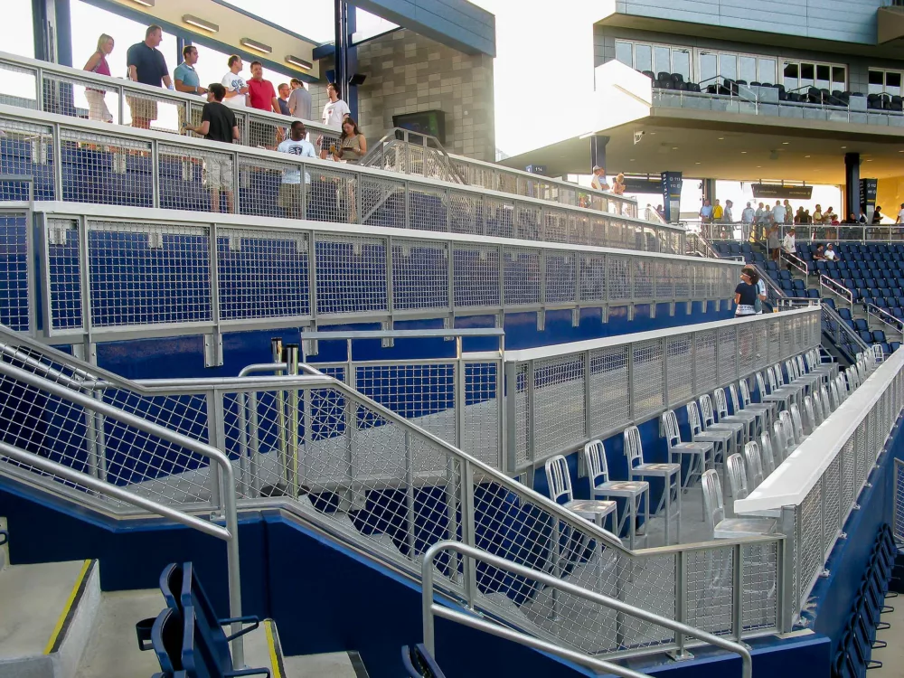 Aluminum deck railing at Kauffman Stadium - featuring an aluminum drink ledge.