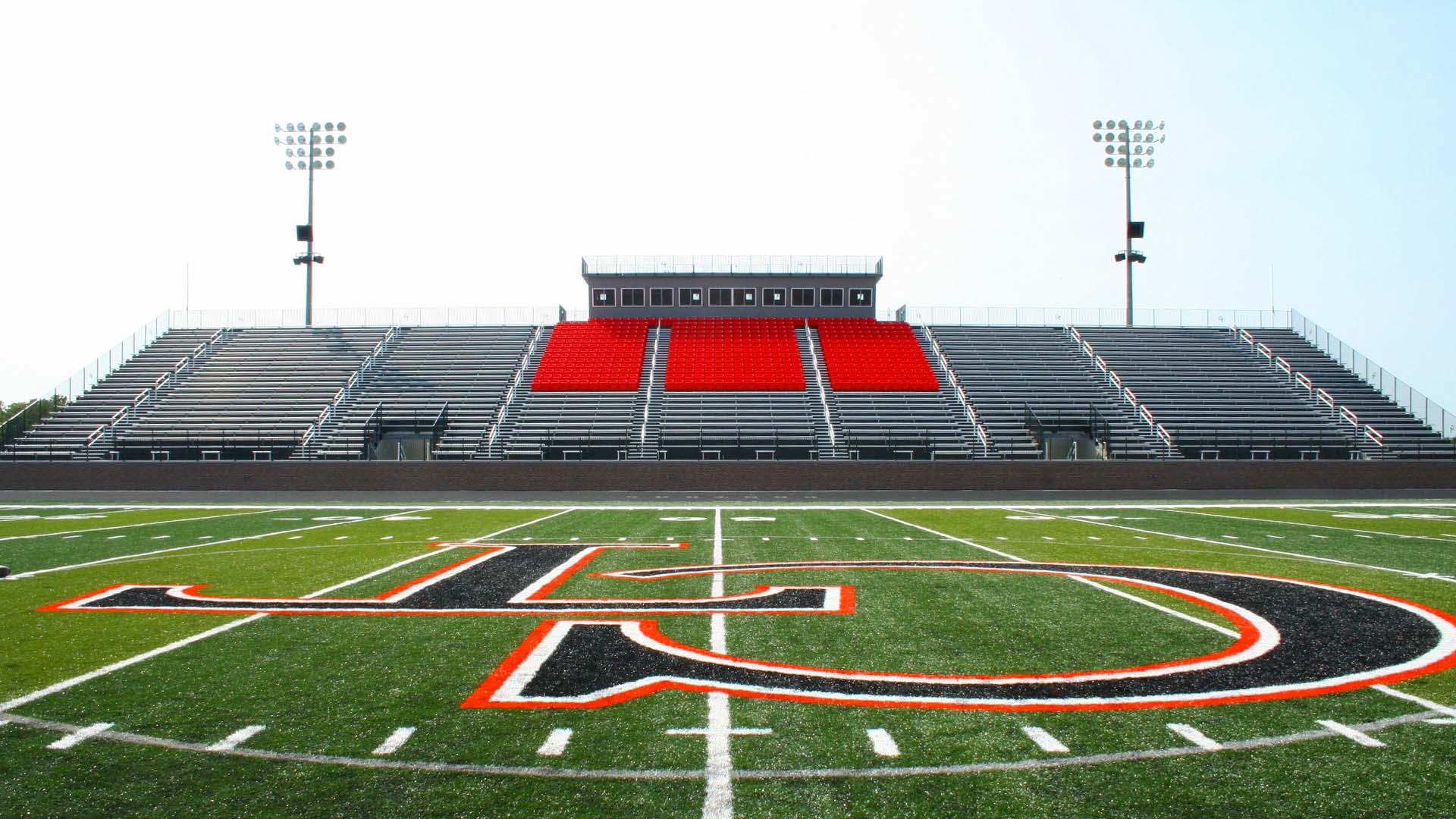 Cape Central High School grandstand contains custom bleacher seats and aluminum bench seating.