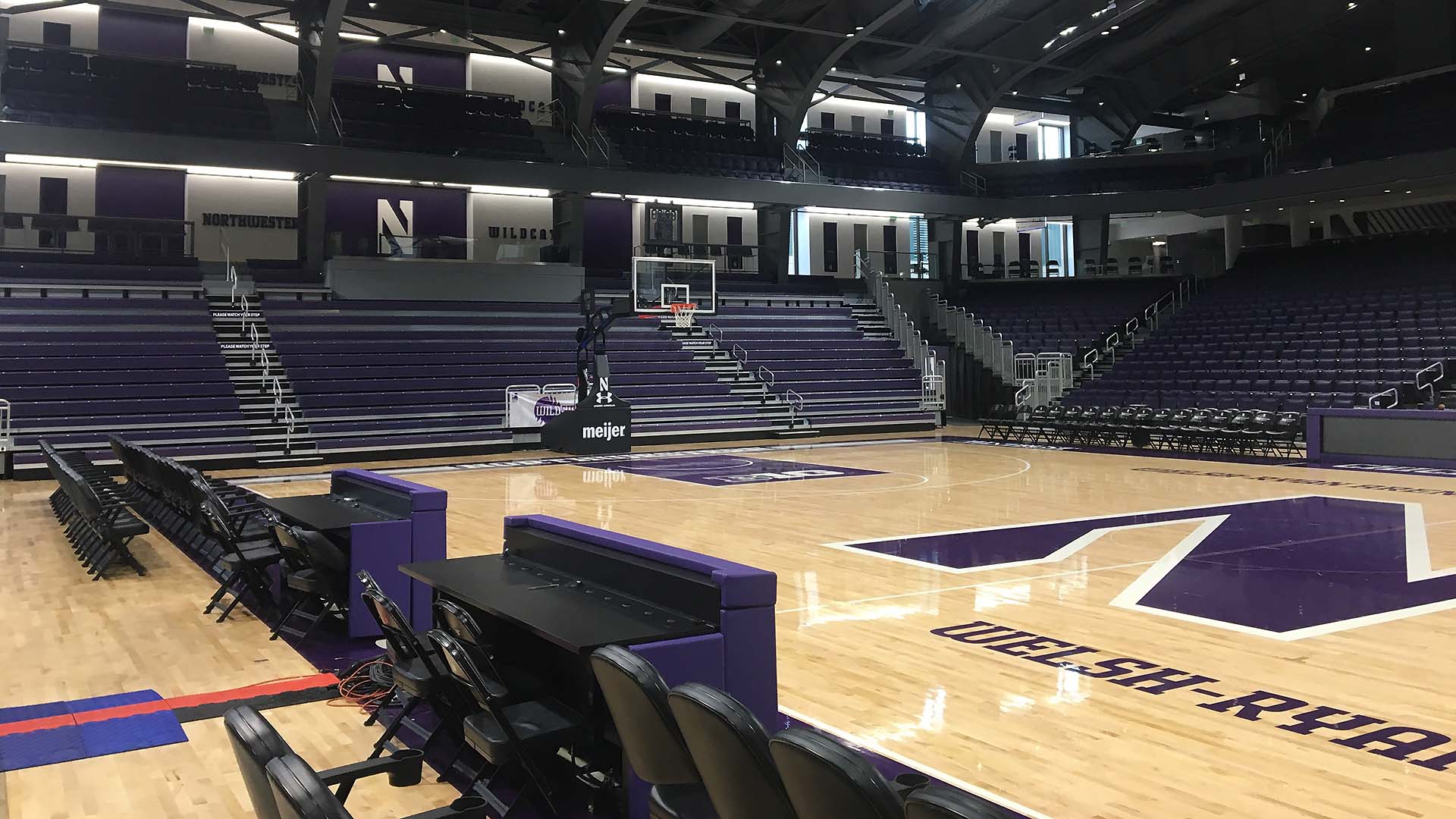 A court-side view of Welsh-Ryan Arena: a closer look at their aluminum decking system.